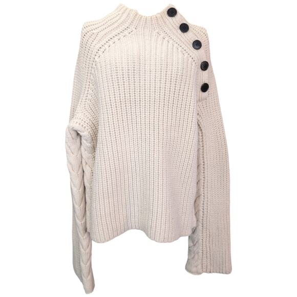 Zadig & Voltaire Défilé Colette Oversized Chunky Wool Knit Button Neck Sweater - Picture 6 of 13